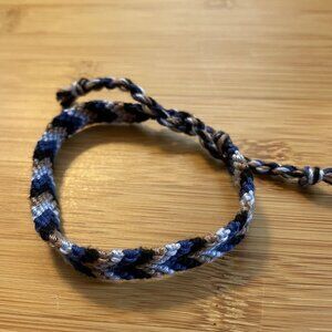 Zuri Woven Friendship Bracelet OS Blue Brown Women Chevron Cotton Tie